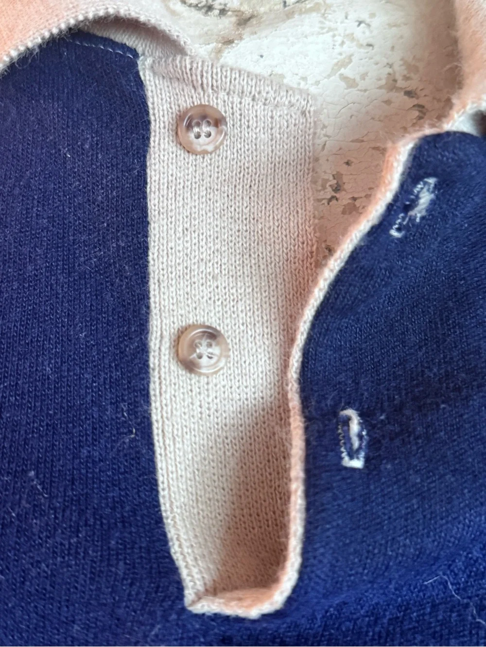 Dior Monsieur Beige Crewneck Sweater with Navy Trim
